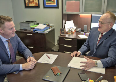 Meeting -two men discussing business at a table